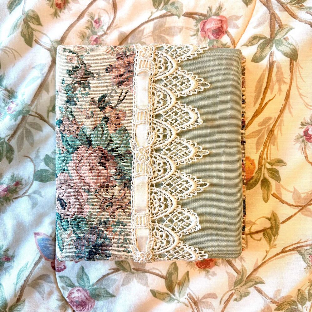 Vintage Floral Tapestry Address Book, Cottagecore Lace Organizer, Rose Print